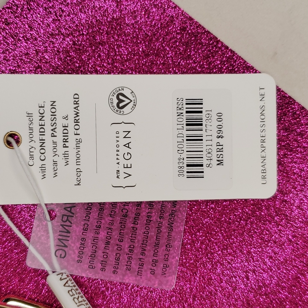 🎉HP🎉Urban Expressions 💜NWT💜 Acrylic Gold Foil Box Bag & Gold Chain Handle! - Picture 12 of 15